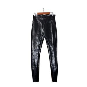 Spanx Faux Patent Leather Leggings high waisted high shine wet look black small